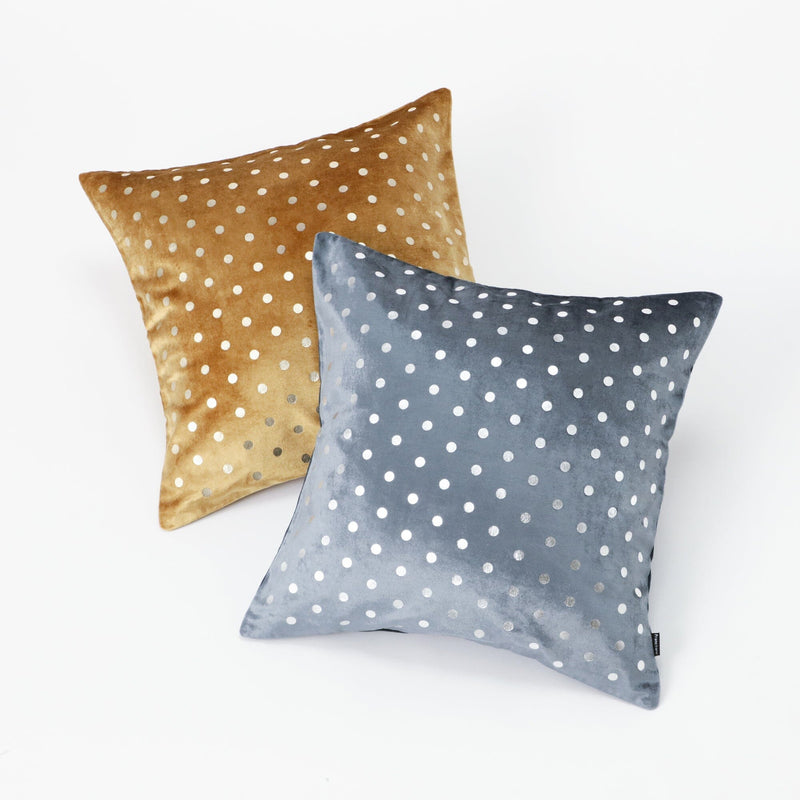 Velvet dot cushion cover 450 x 450 Blue x Silver