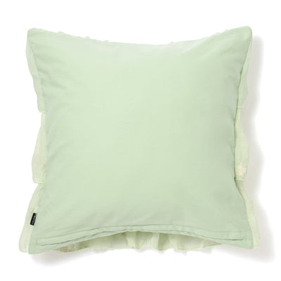 Flower Emb Frill Cushion Cover 450 X 450 Light Green