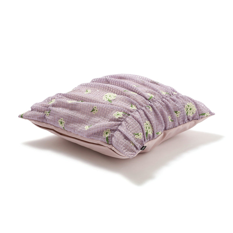 Flower Emb Gathered Cushion Cover 450 X 450 Purple