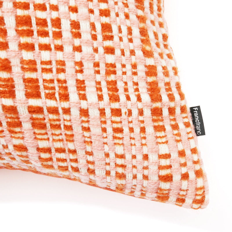 Weave Check Cushion Cover 450 X 450 Orange X Pink