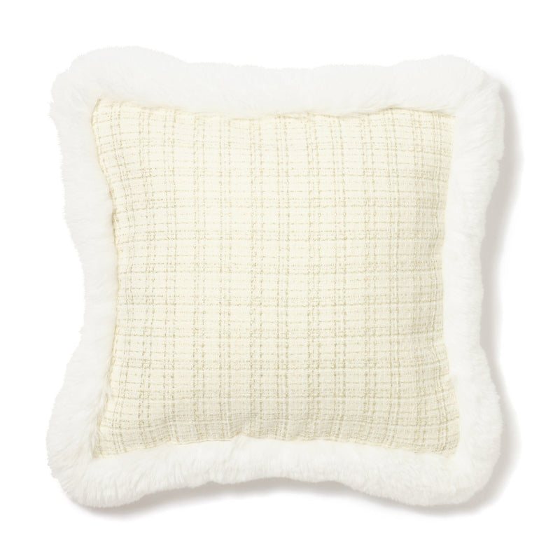 Tweed X Fur Cushion Cover 450 X 450 White