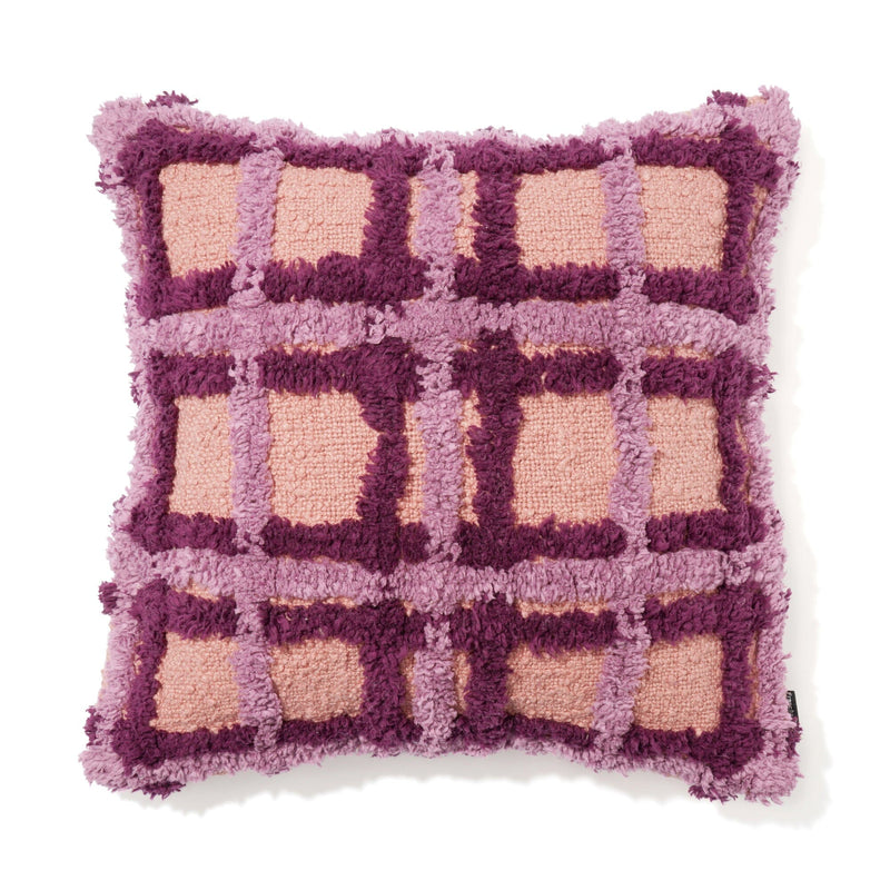 Tufted check cushion cover 450 x 450 orange x purple