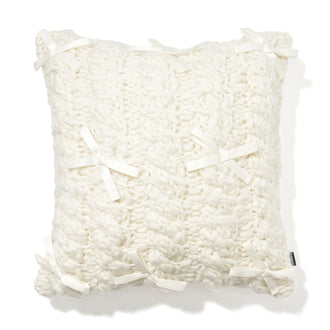 Knit ribbon cushion cover 450 x 450 ivory