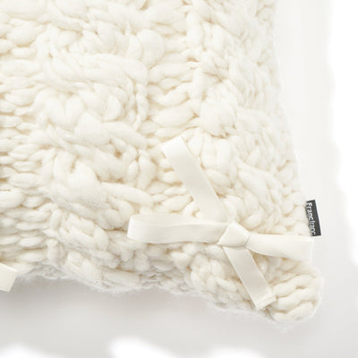 Knit ribbon cushion cover 450 x 450 ivory