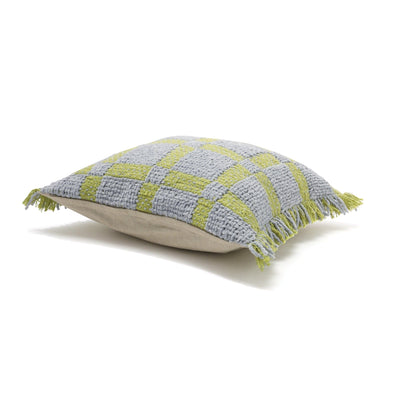 Weave check cushion cover 450 x 450 green x blue