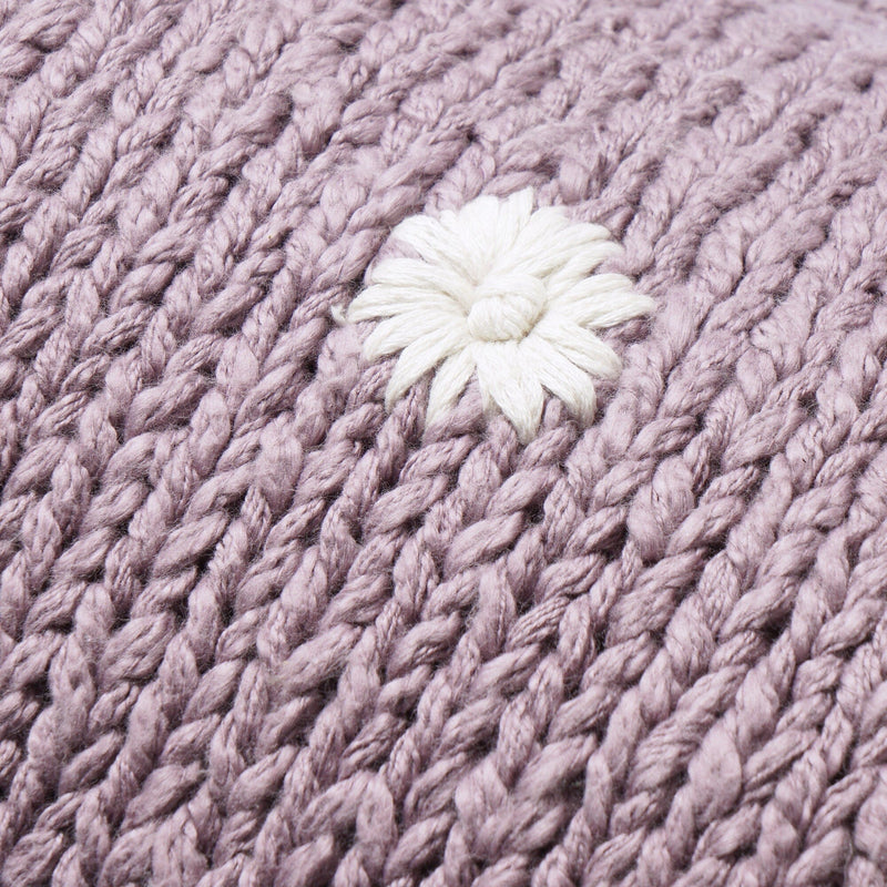 Knit Flower Cushion Cover 400 x 250 Purple