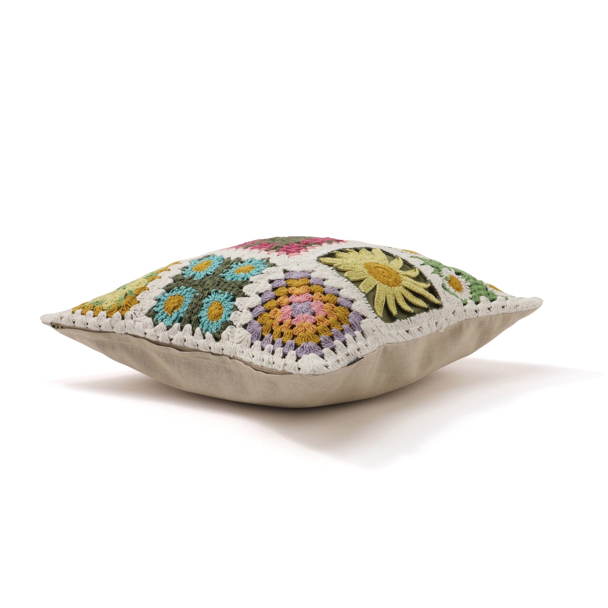 Crochet Flower Cushion Cover 450 X 450 Multi