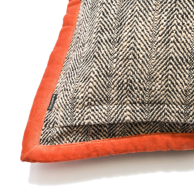 Herringbone Flange cushion cover 450 x 450 Black