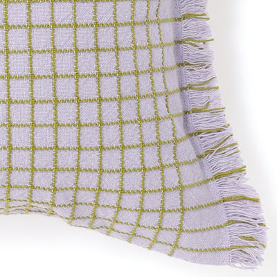Windowpane Fringe Cushion Cover 450 x 450 Light Purple