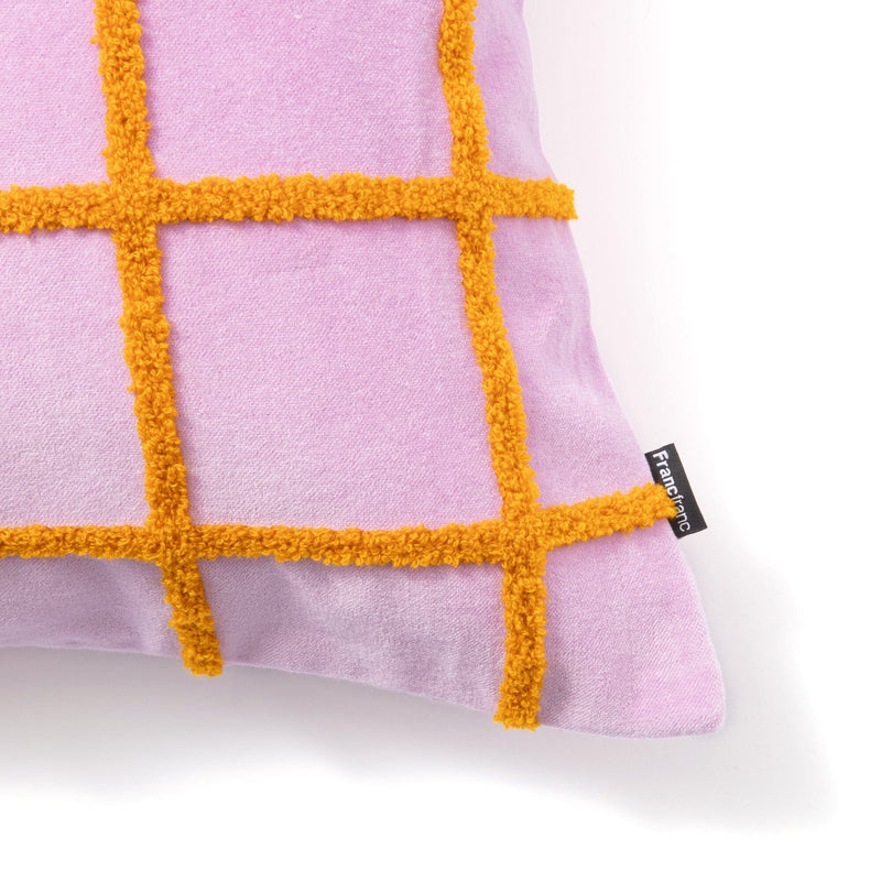 Velvet Windowpane Cushion Cover 450 x 450 Pink