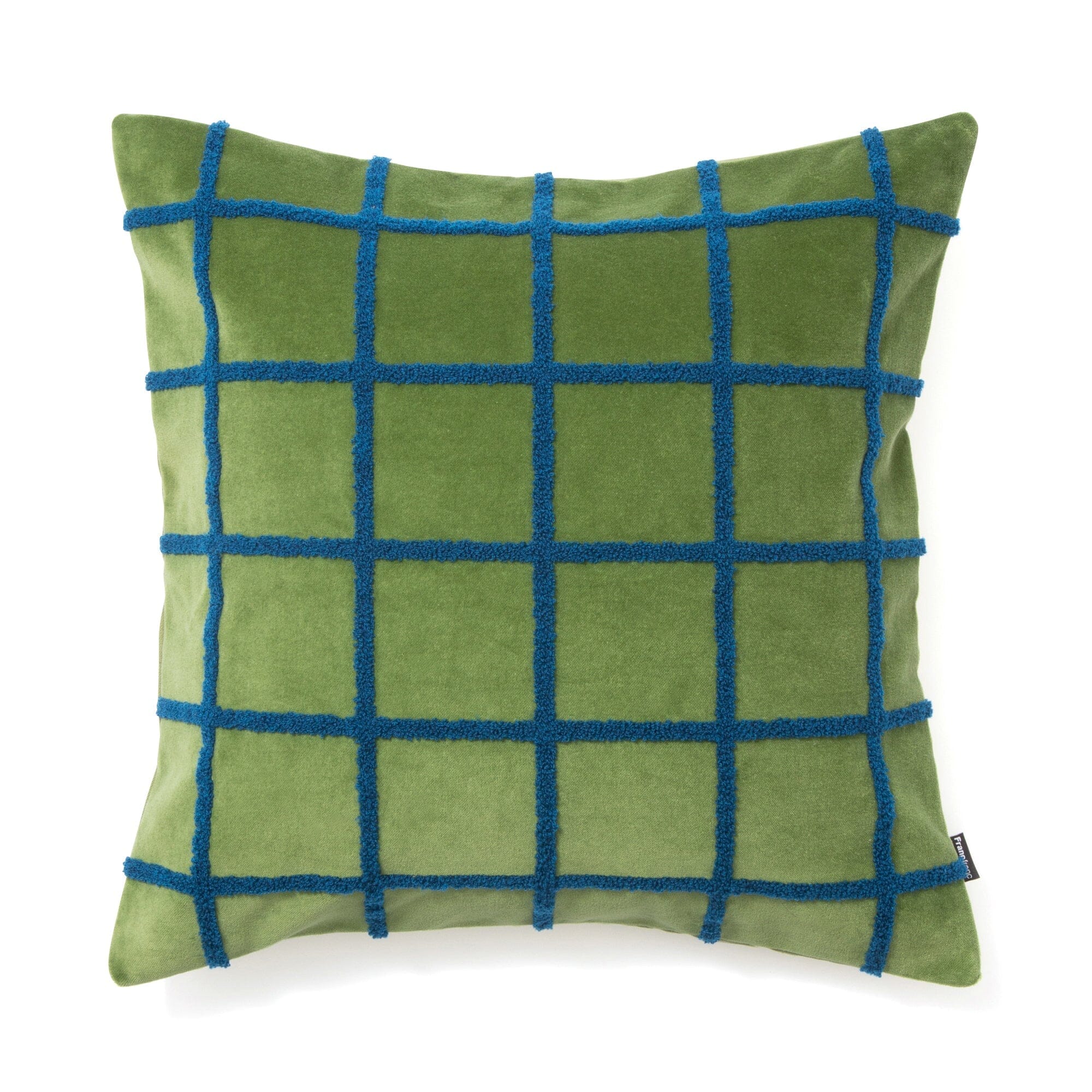 Velvet Windowpane Cushion Cover 450 x 450 Green