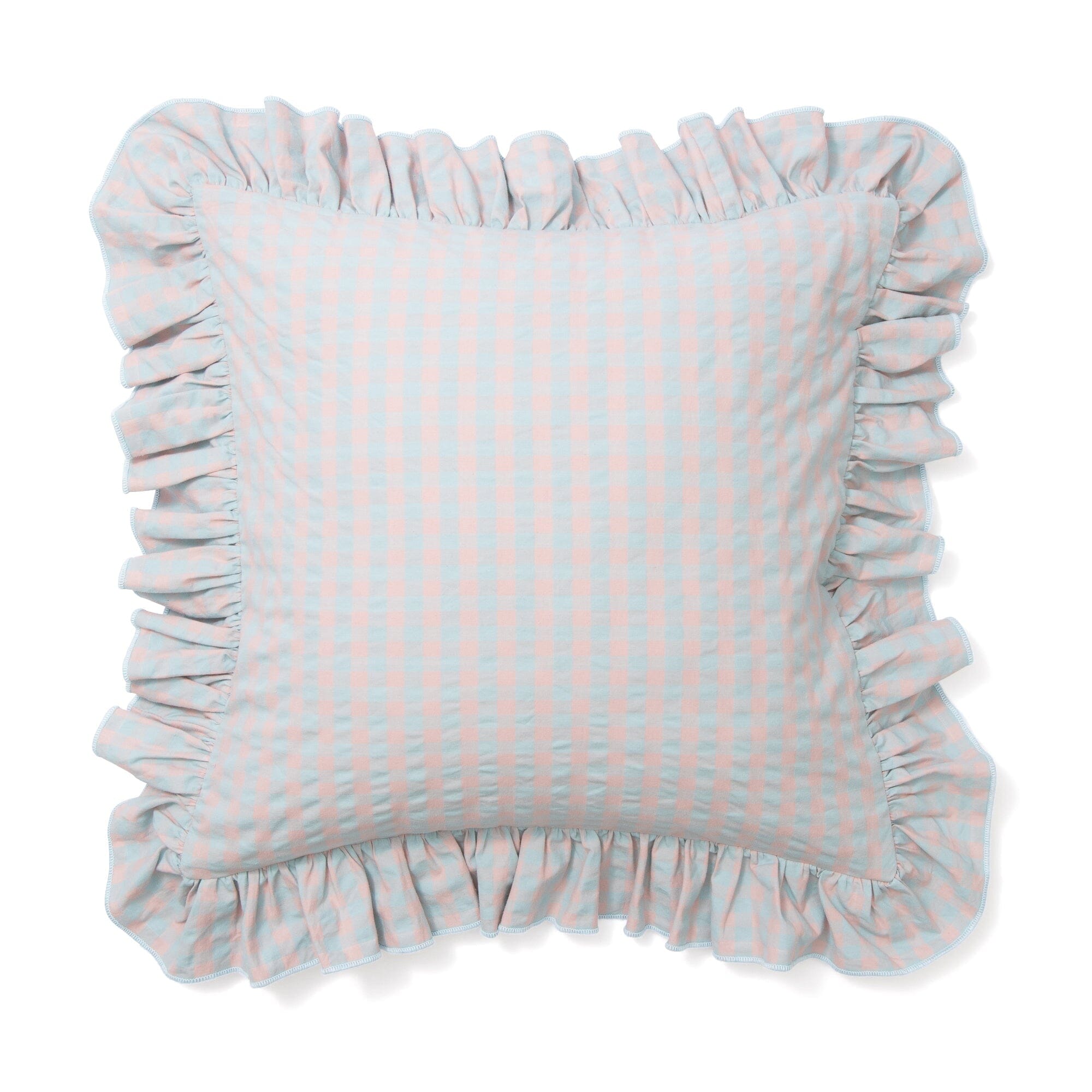 Frill Check Cushion Cover 450X450 Pink X Blue