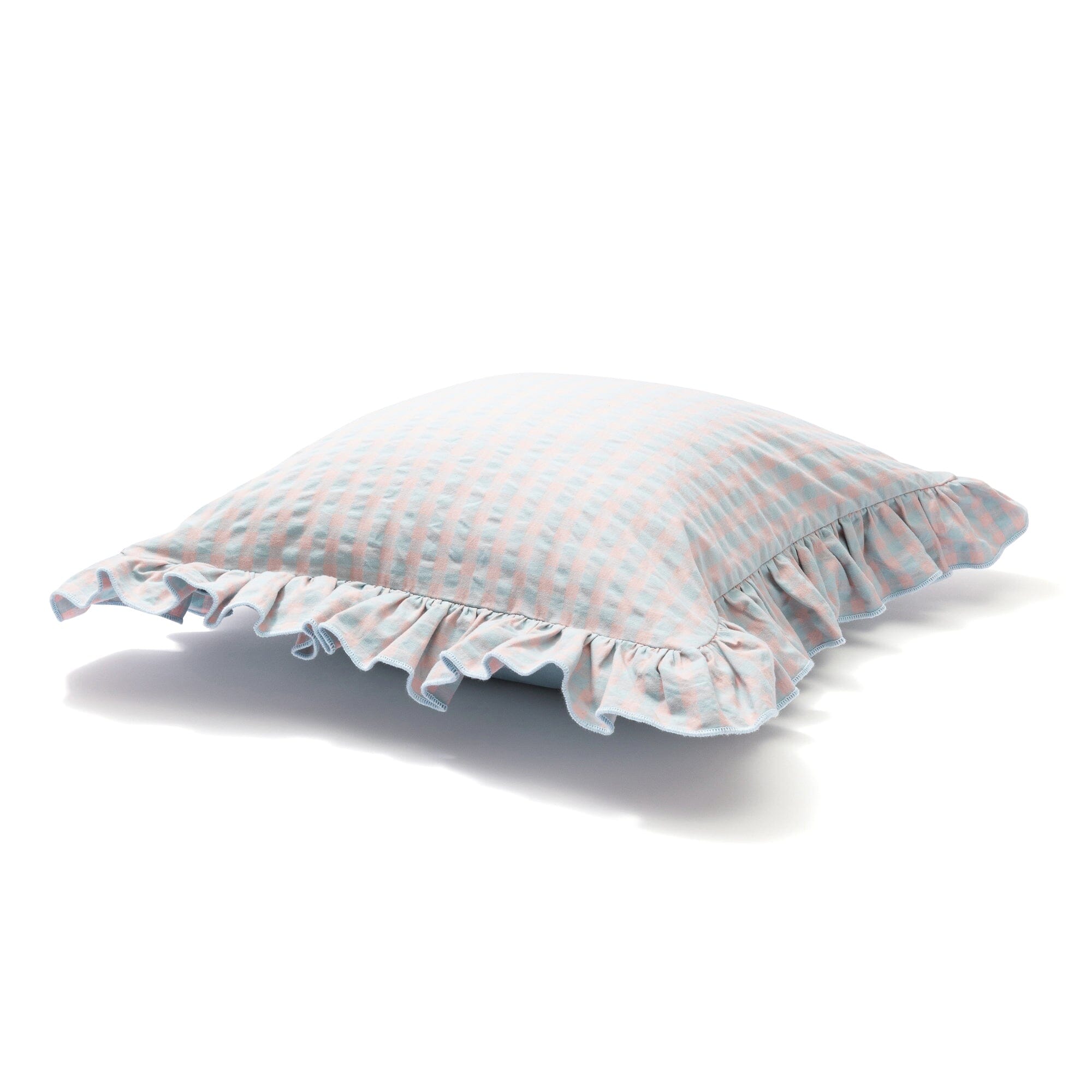 Frill Check Cushion Cover 450X450 Pink X Blue