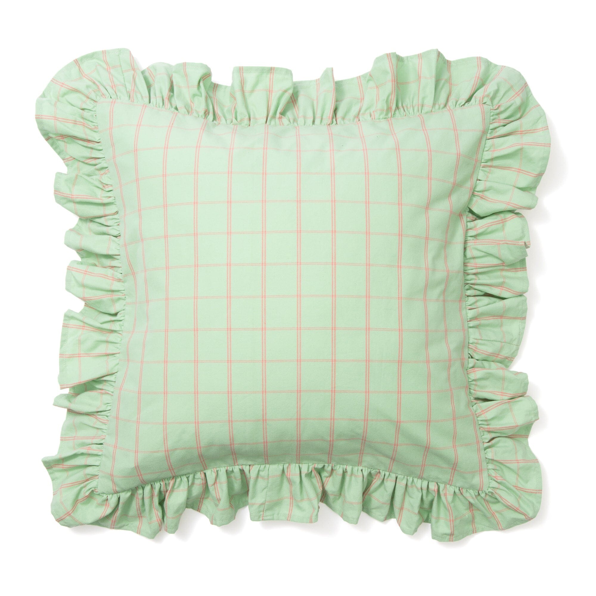 Frill Check Cushion Cover 450X450 Light Green