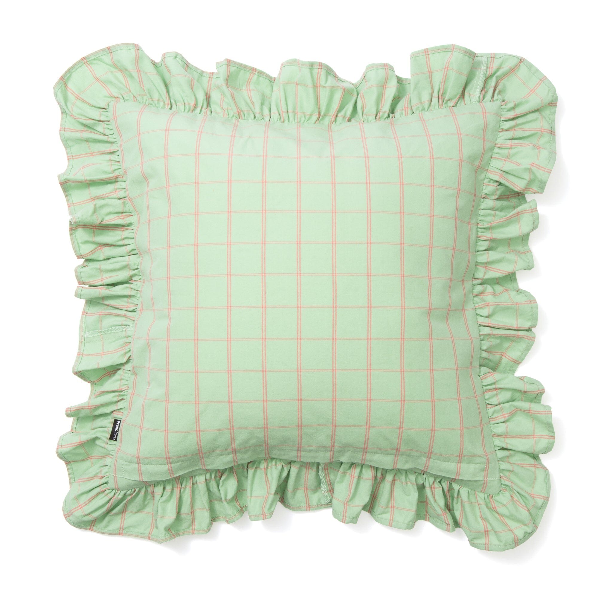 Frill Check Cushion Cover 450X450 Light Green