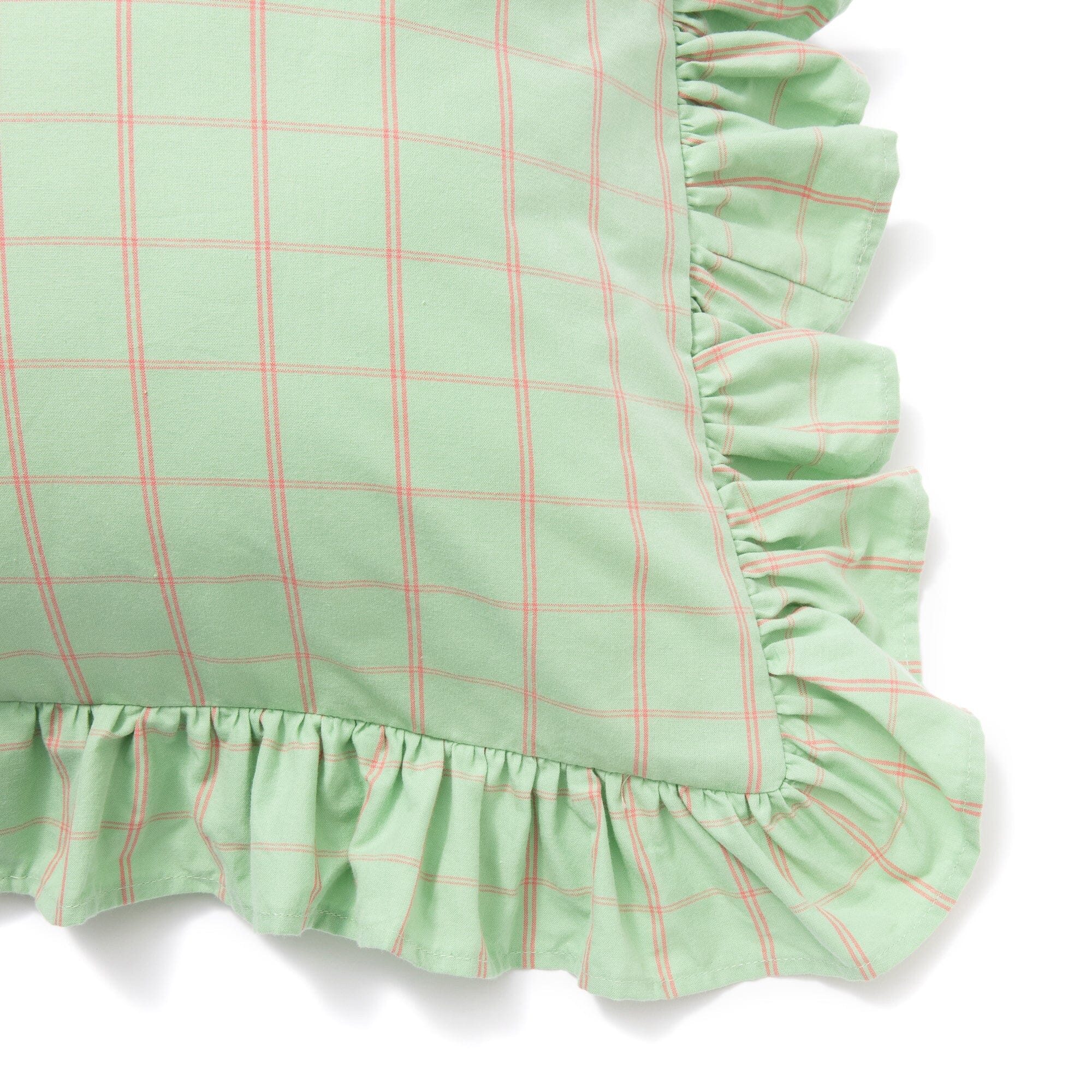 Frill Check Cushion Cover 450X450 Light Green