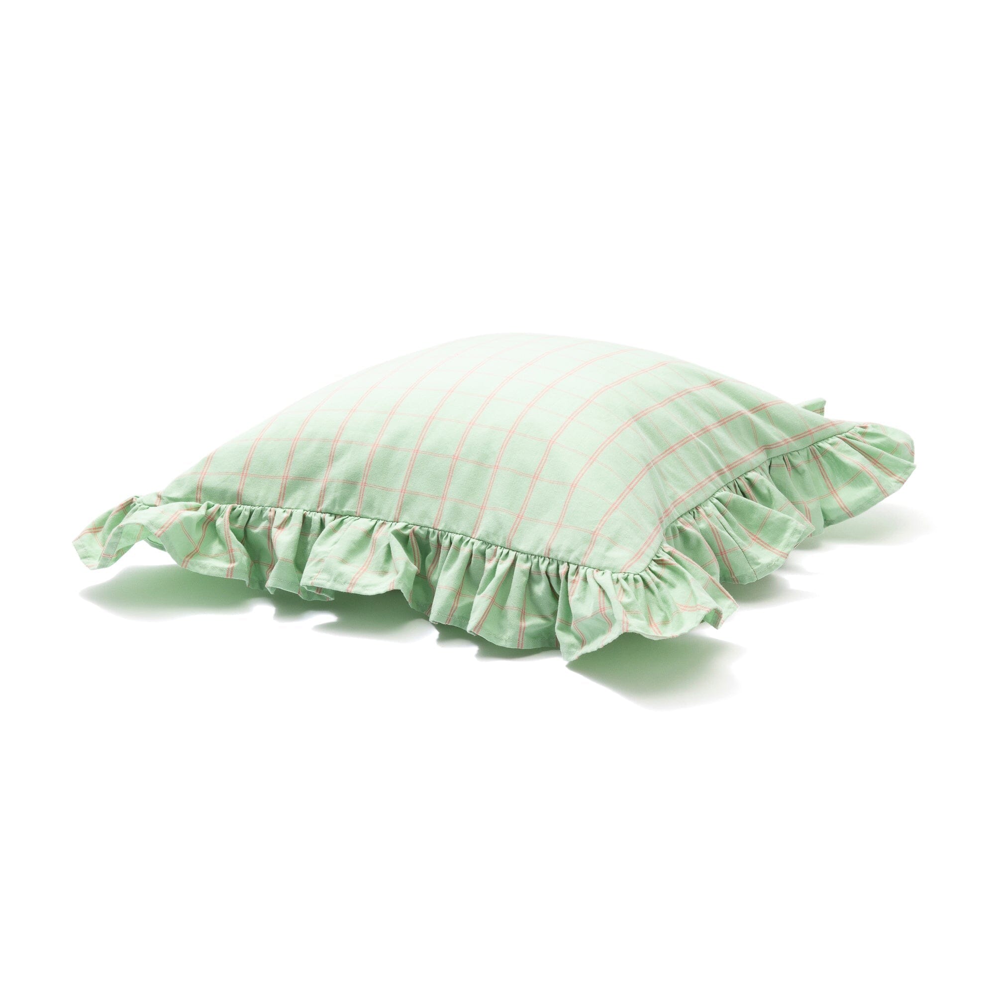 Frill Check Cushion Cover 450X450 Light Green