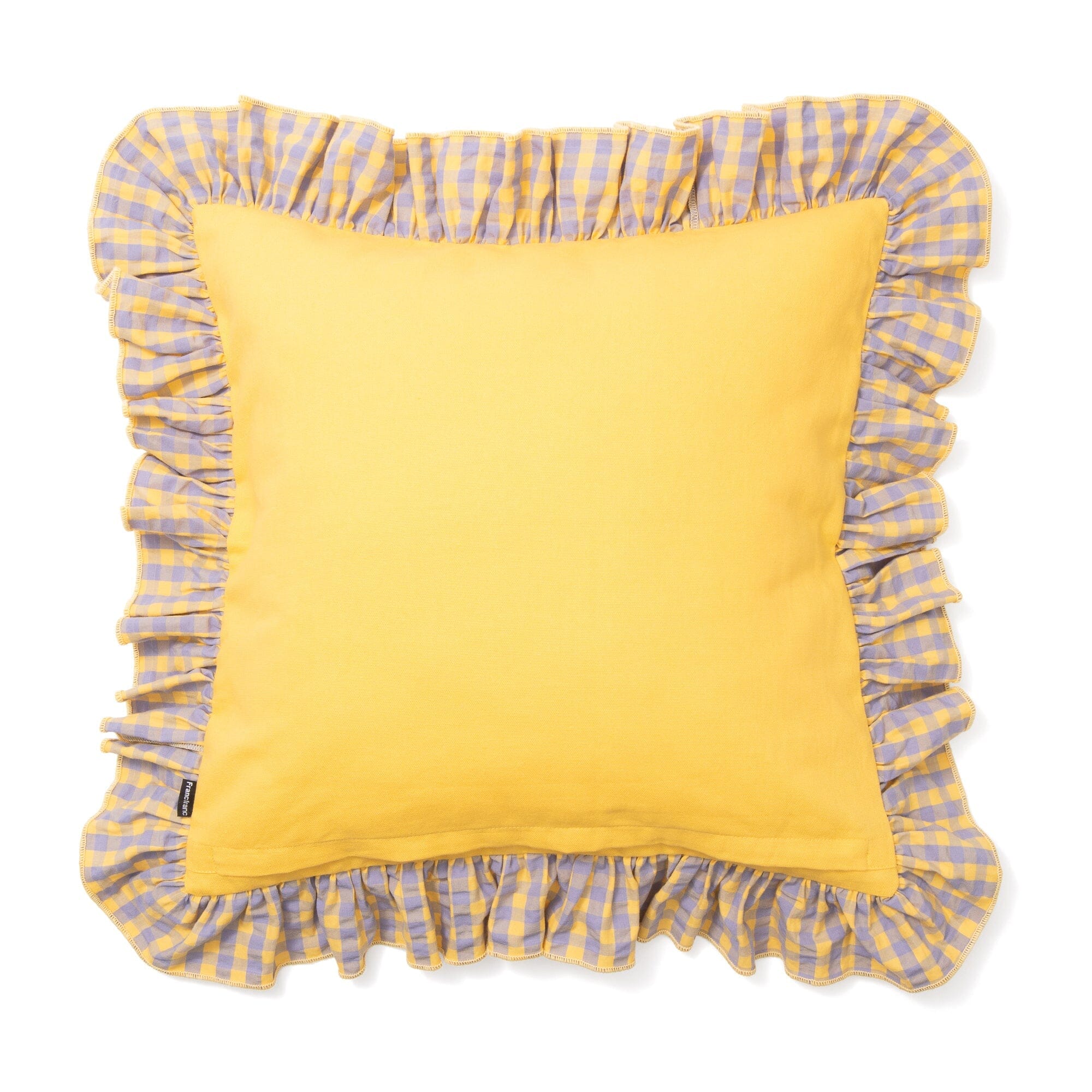 Frill Check Cushion Cover 450X450 Yellow X Purple