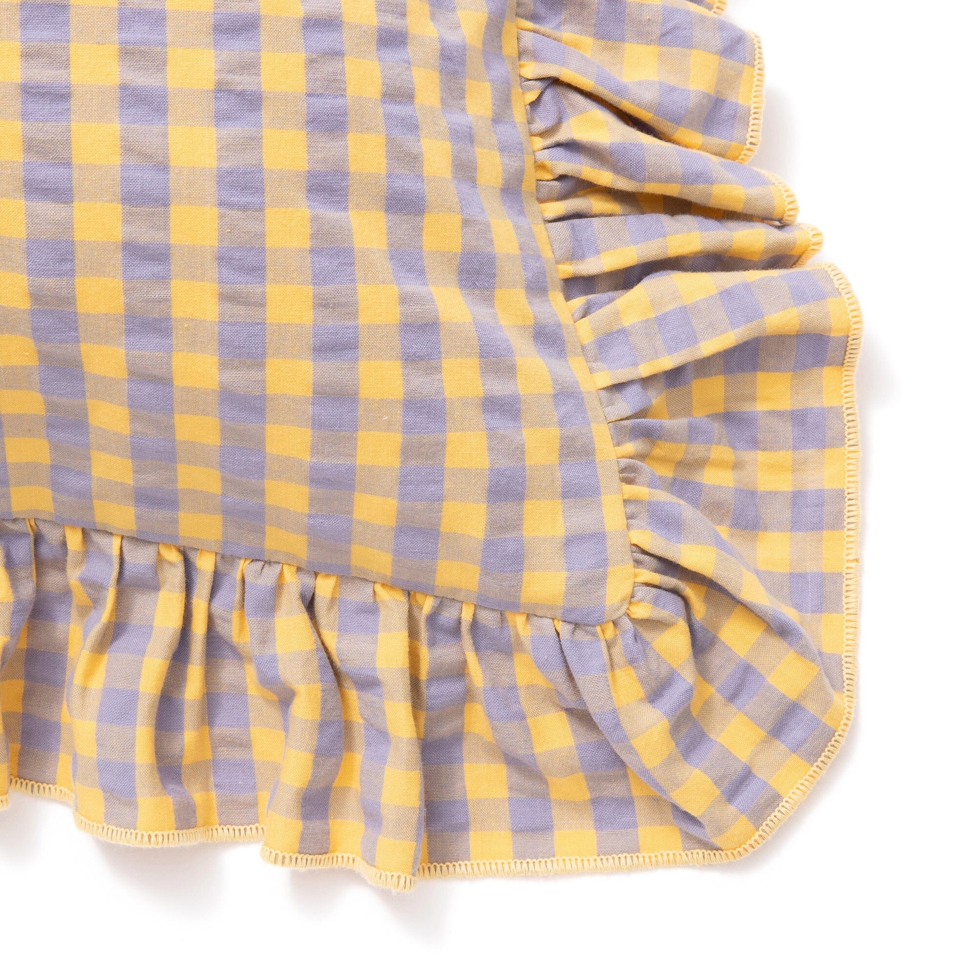 Frill Check Cushion Cover 450X450 Yellow X Purple