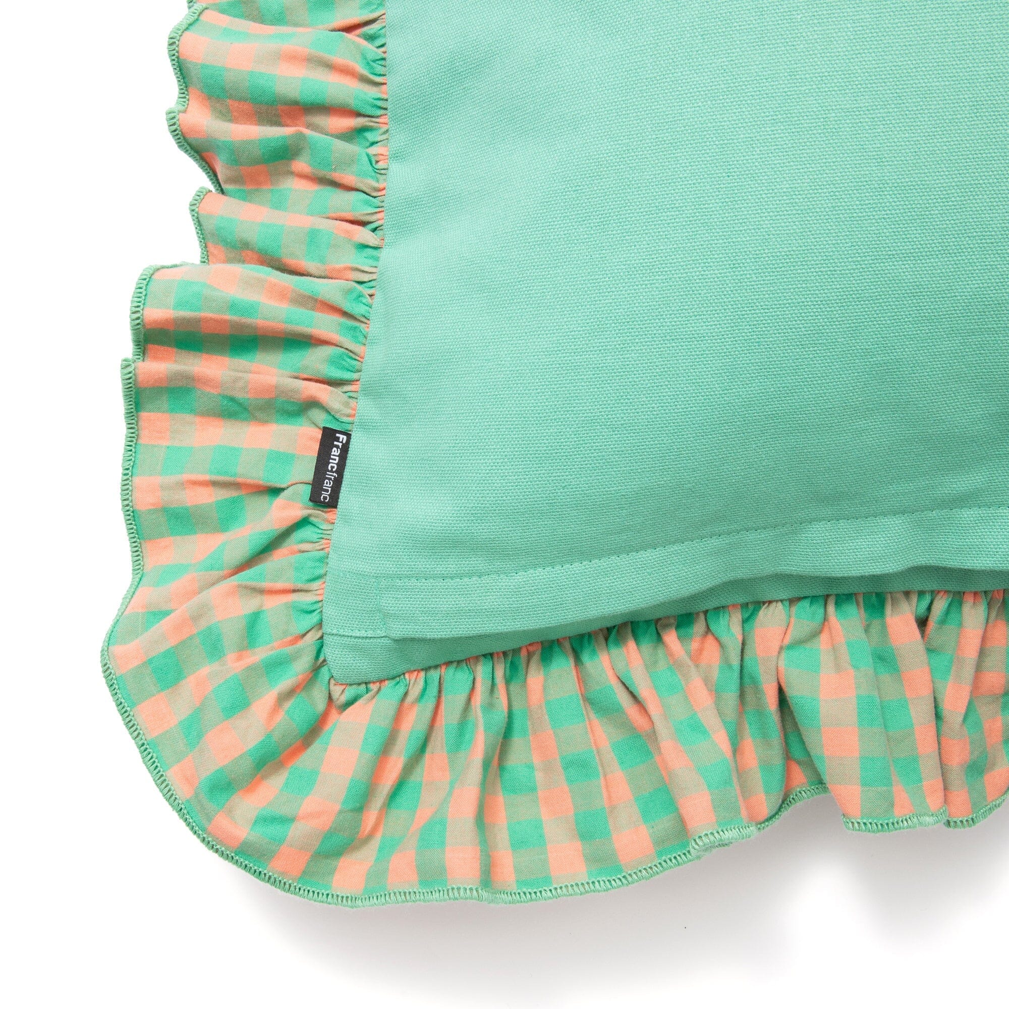 Frill Check Cushion Cover 450X450 Green X Orange