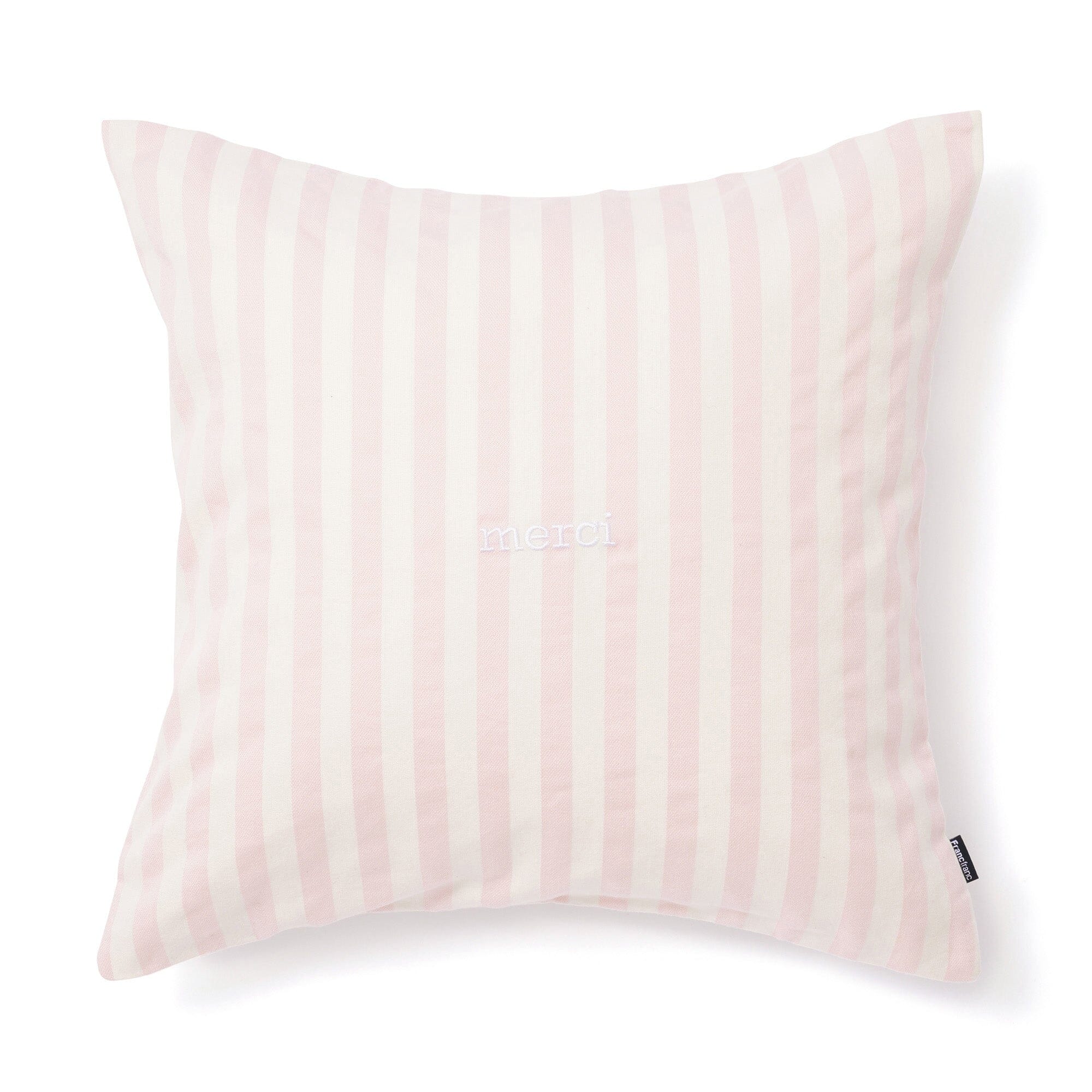 Merci Stripe Cushion Cover 450X450 White X Pink