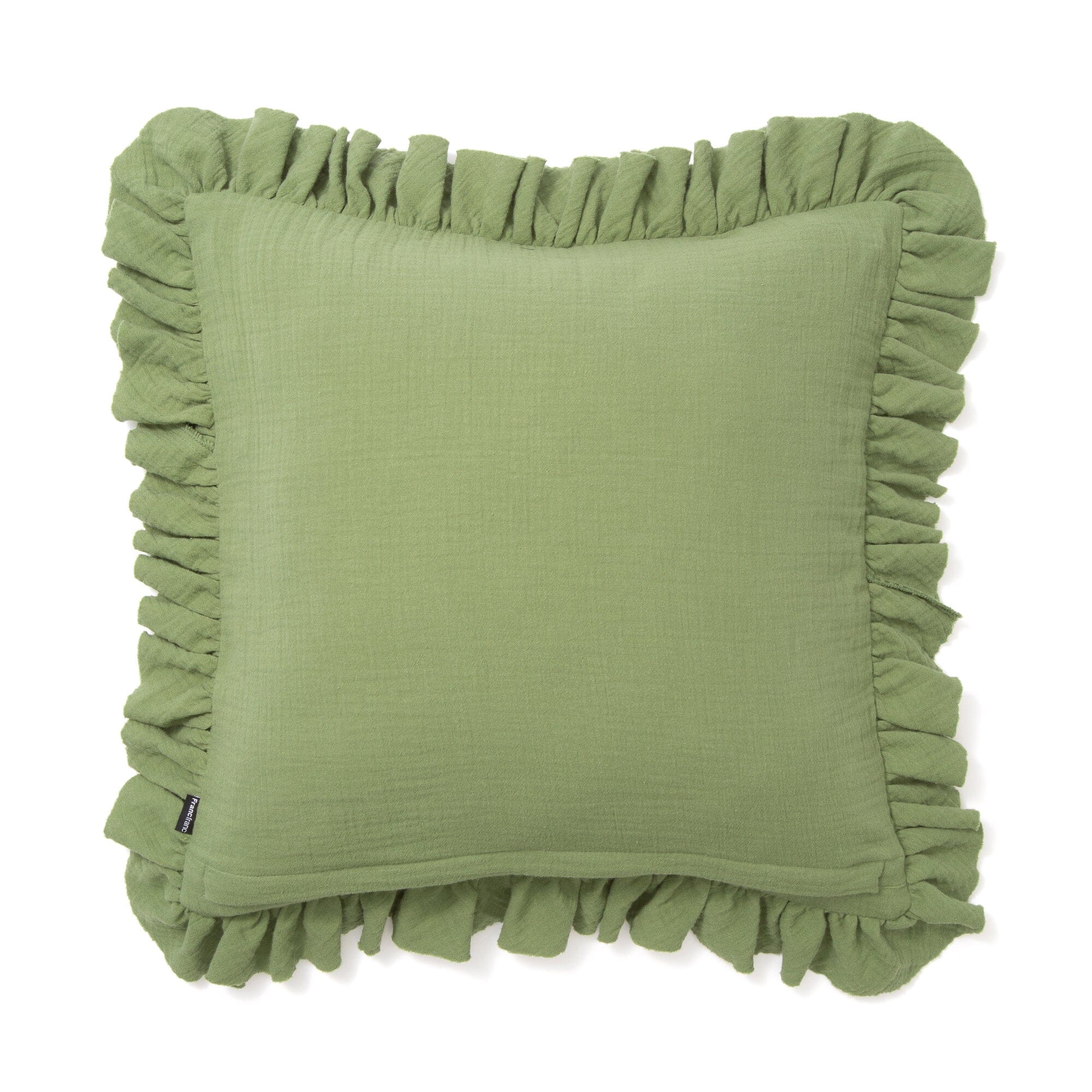 Emb Flower Frill Cushion Cover 450X450 Green