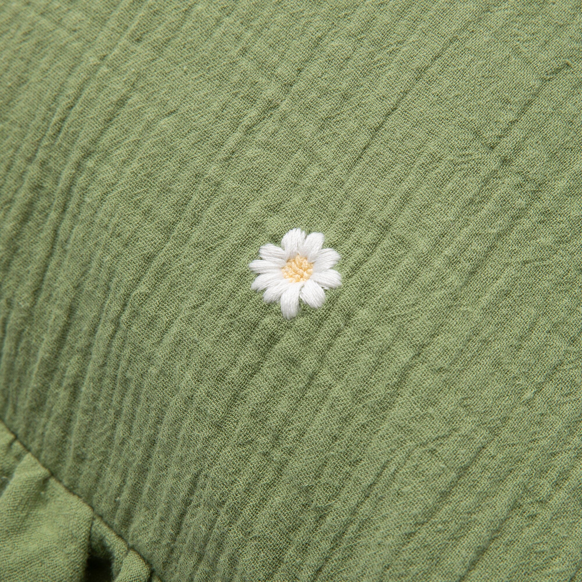 Emb Flower Frill Cushion Cover 450X450 Green