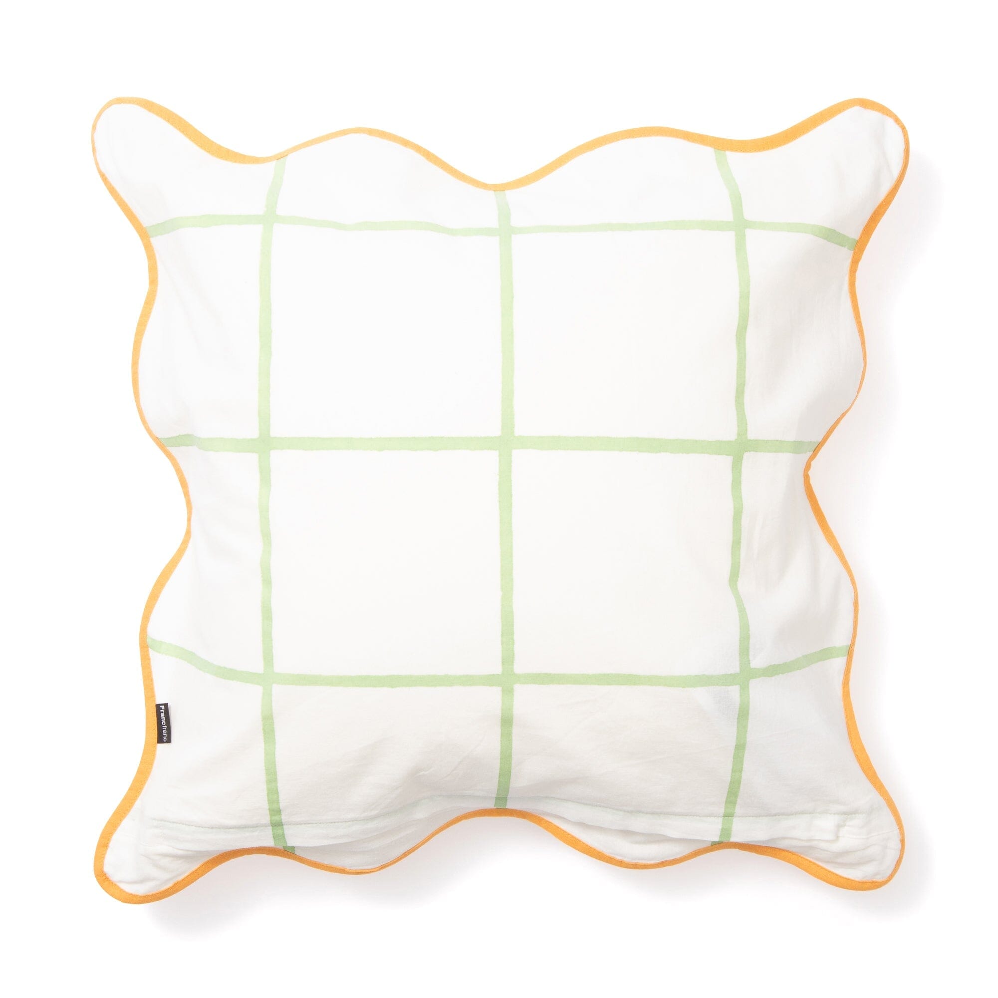 Windowpane Wave Cushion Cover 450X450 White X Green