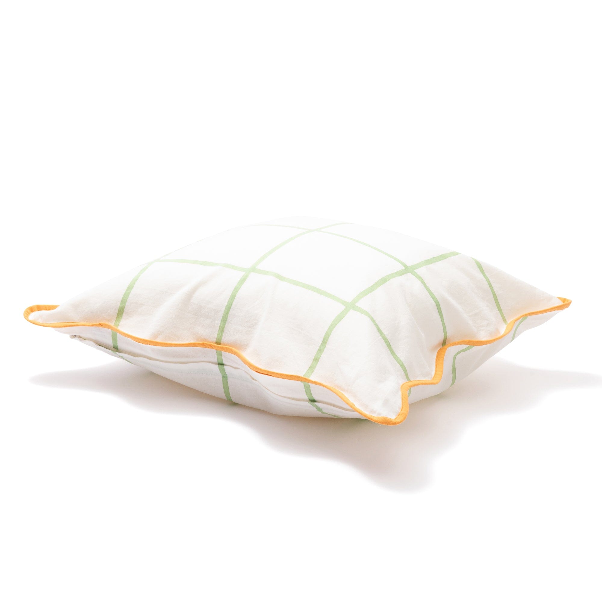 Windowpane Wave Cushion Cover 450X450 White X Green