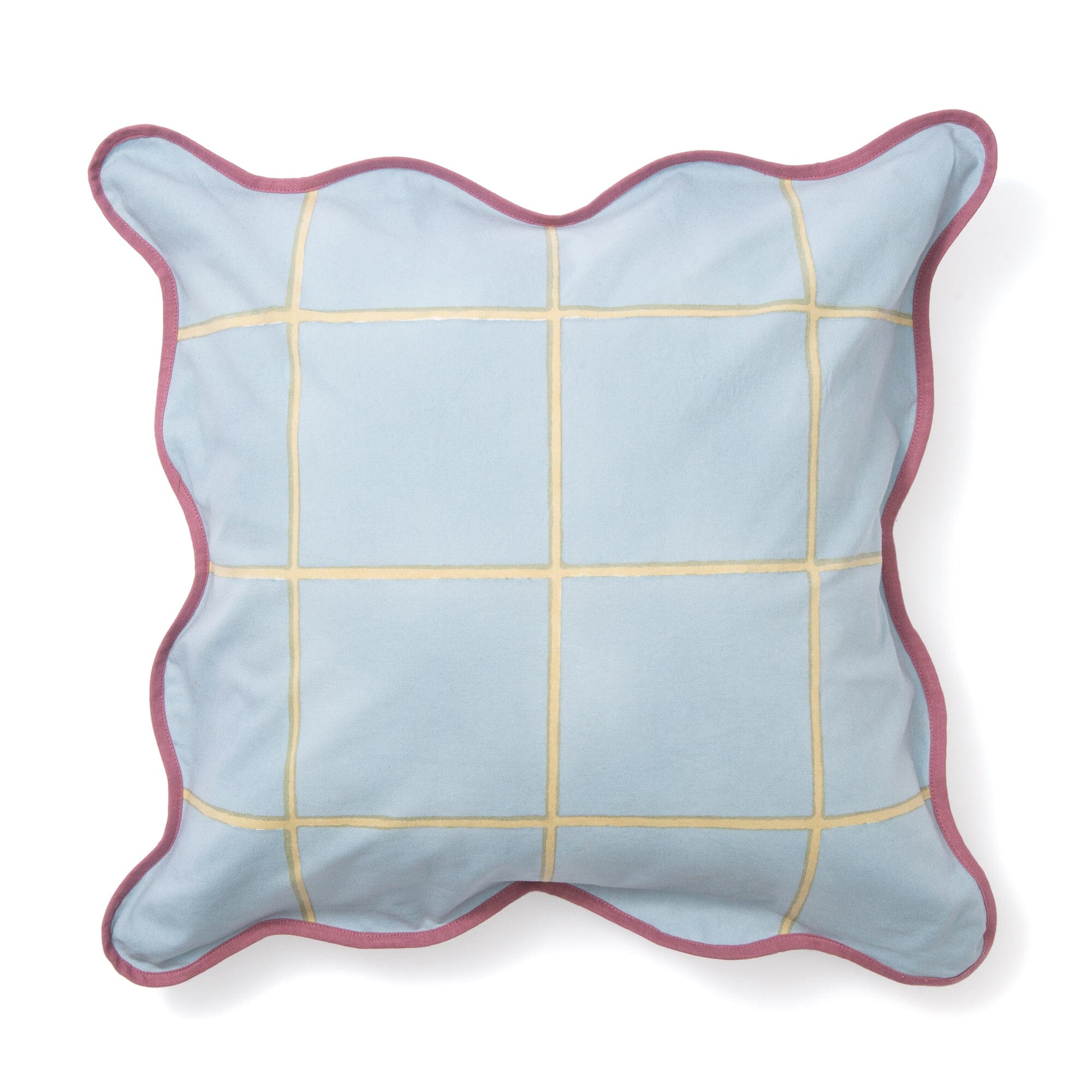Windowpane Wave Cushion Cover 450X450 Blue X Beige