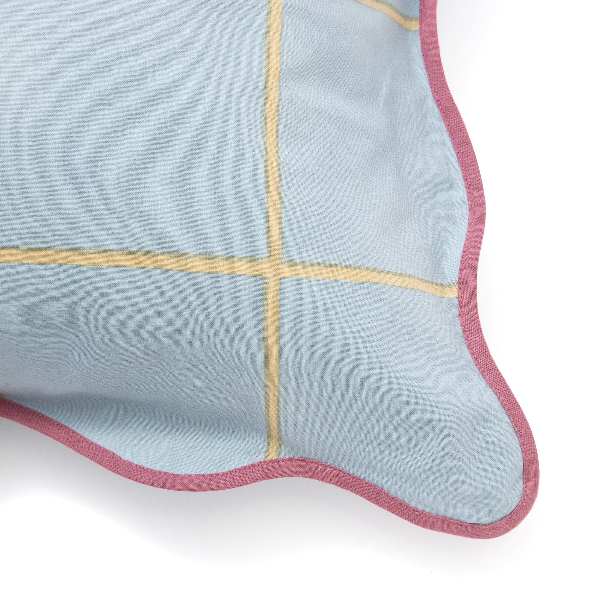 Windowpane Wave Cushion Cover 450X450 Blue X Beige