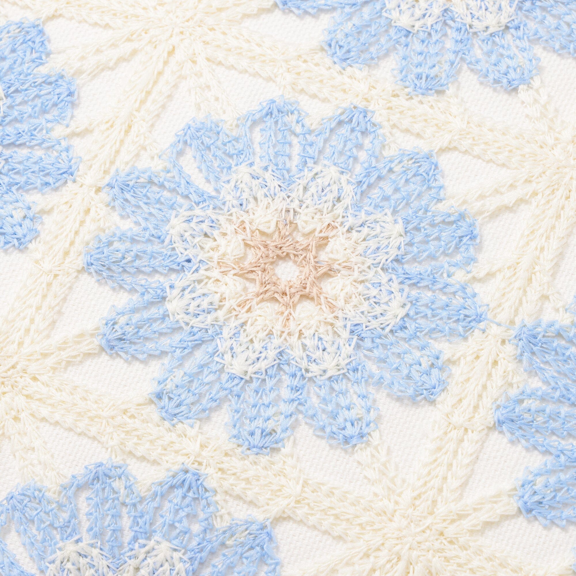 Machine Crochet Cushion Cover 450X450 White X Blue