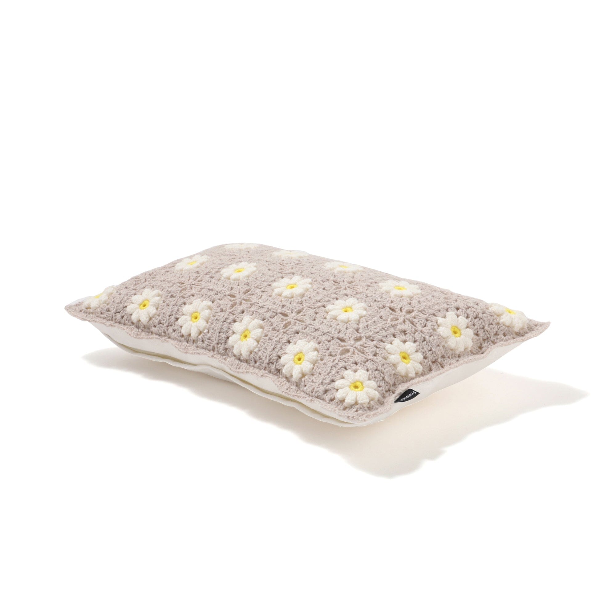 Crochet Flower Cushion Cover 400X250 Beige