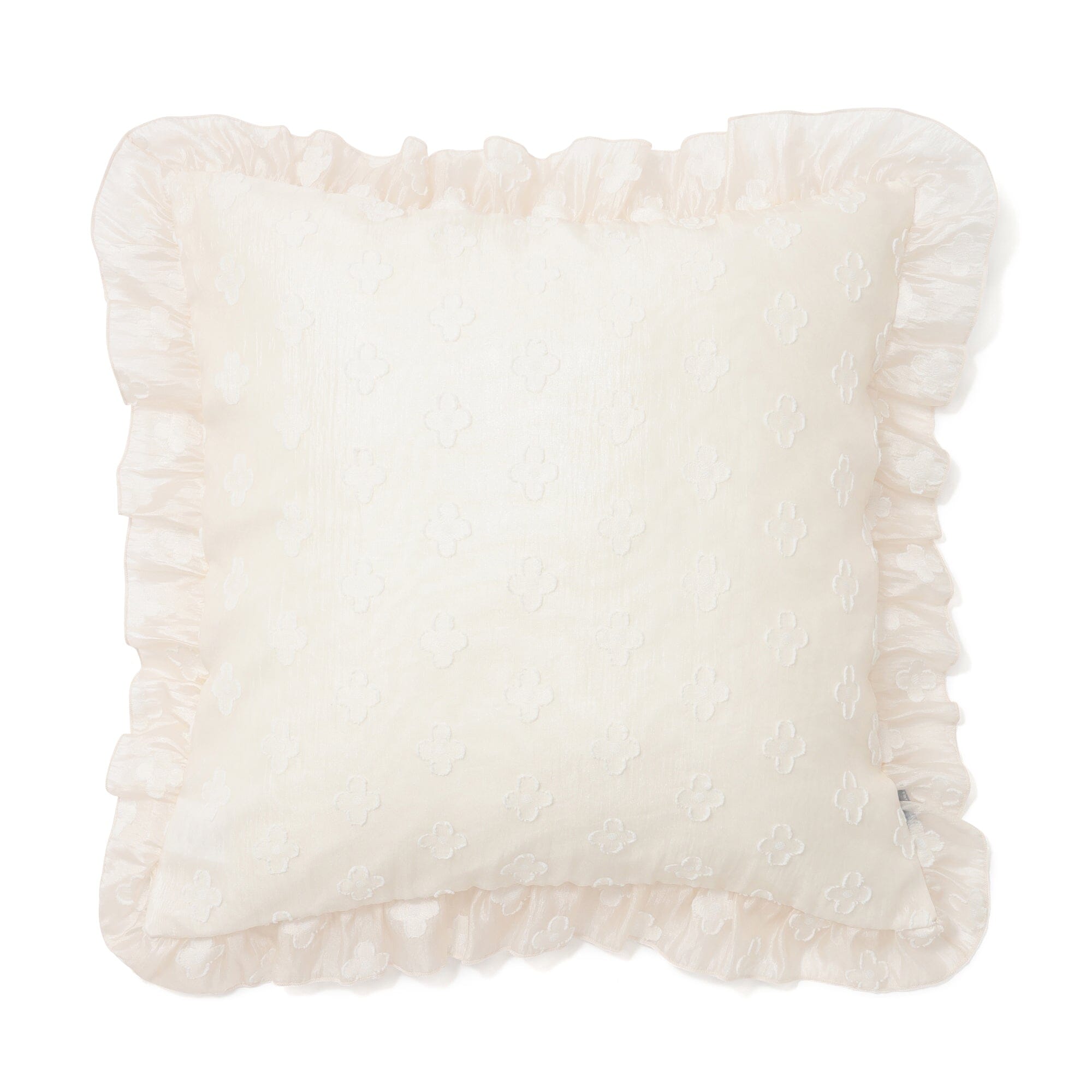 Jq Sheer Frill Cushion Cover 450X450 Ivory