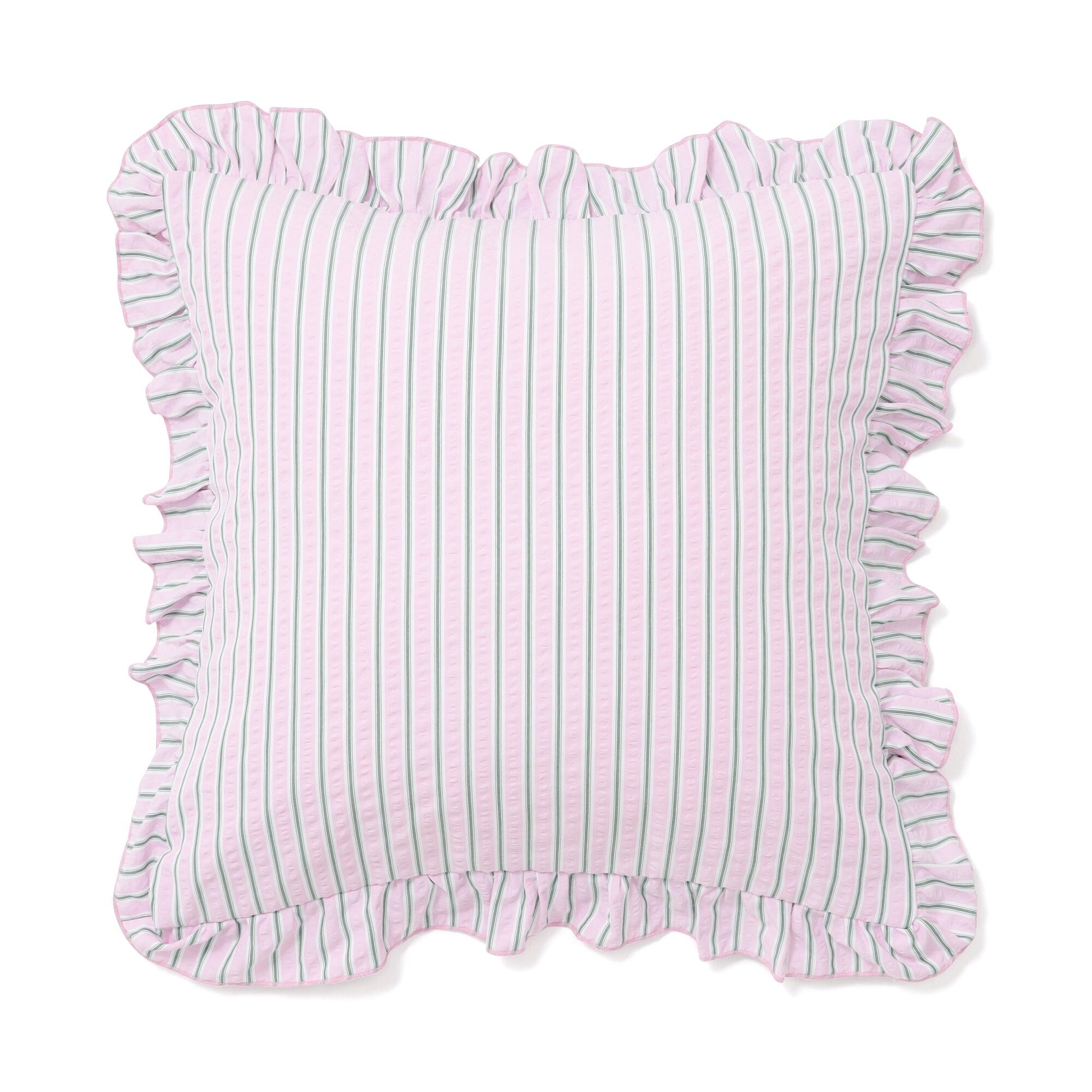 Frill Stripe Cushion Cover 450X450 Pink X Green