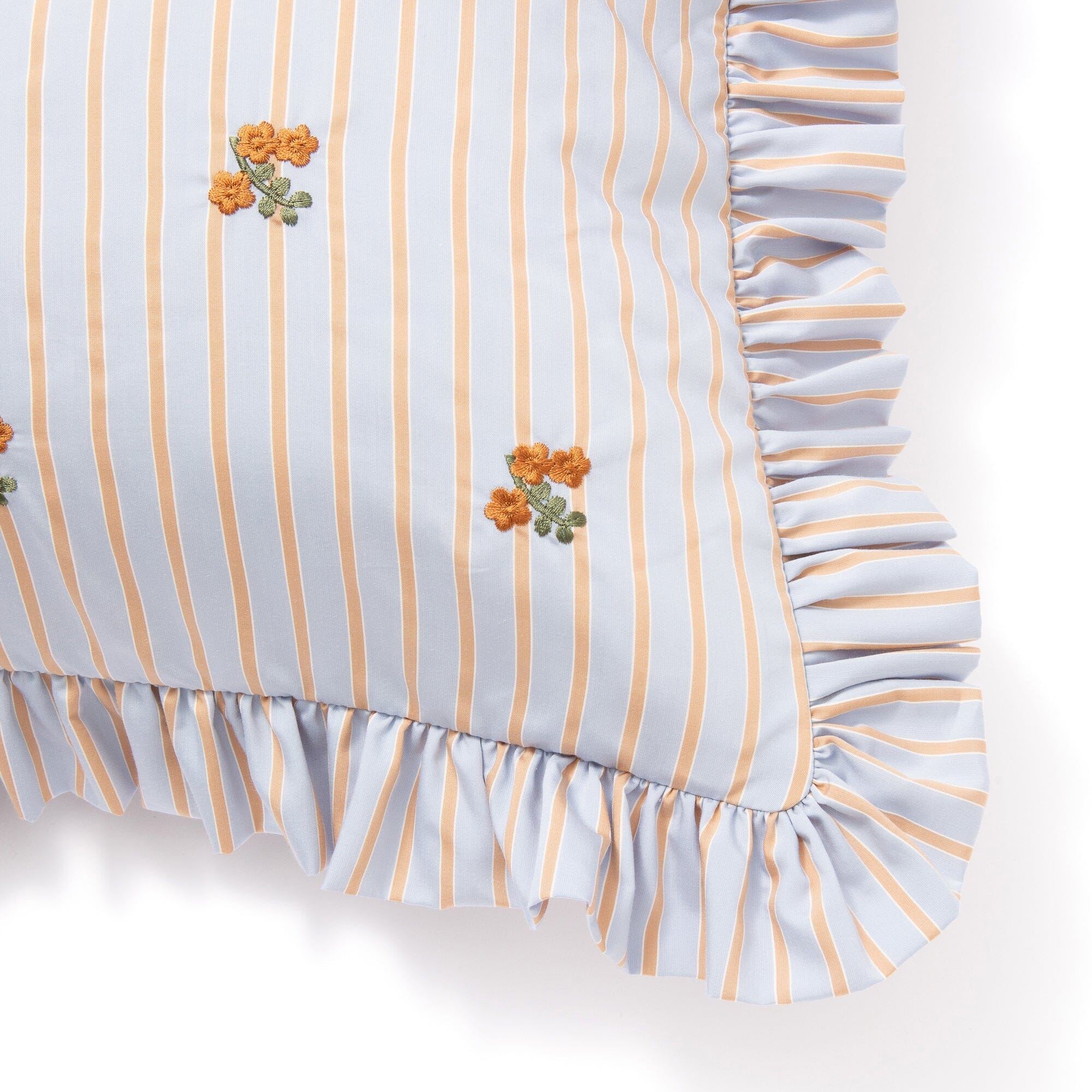 Emb Flower Frill Cushion Cover 450X450 Blue