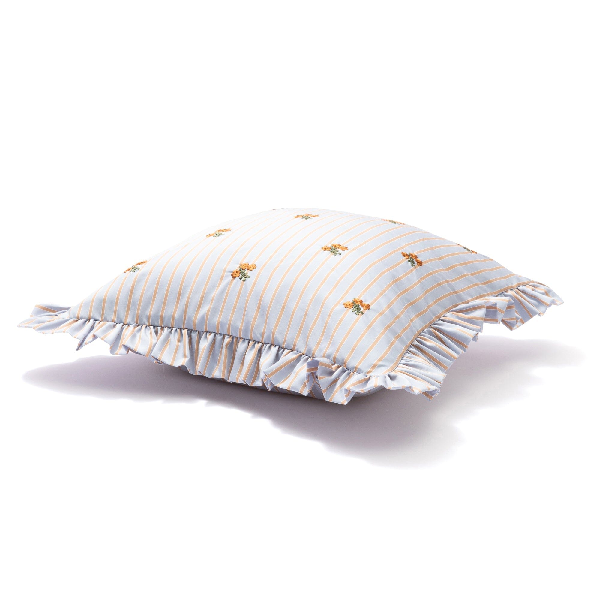 Emb Flower Frill Cushion Cover 450X450 Blue