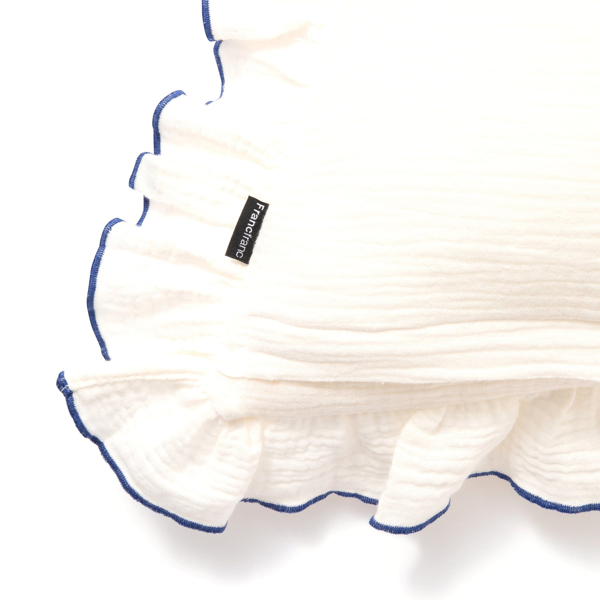 Emb Flower Frill Cushion Cover 450X450 White X Blue