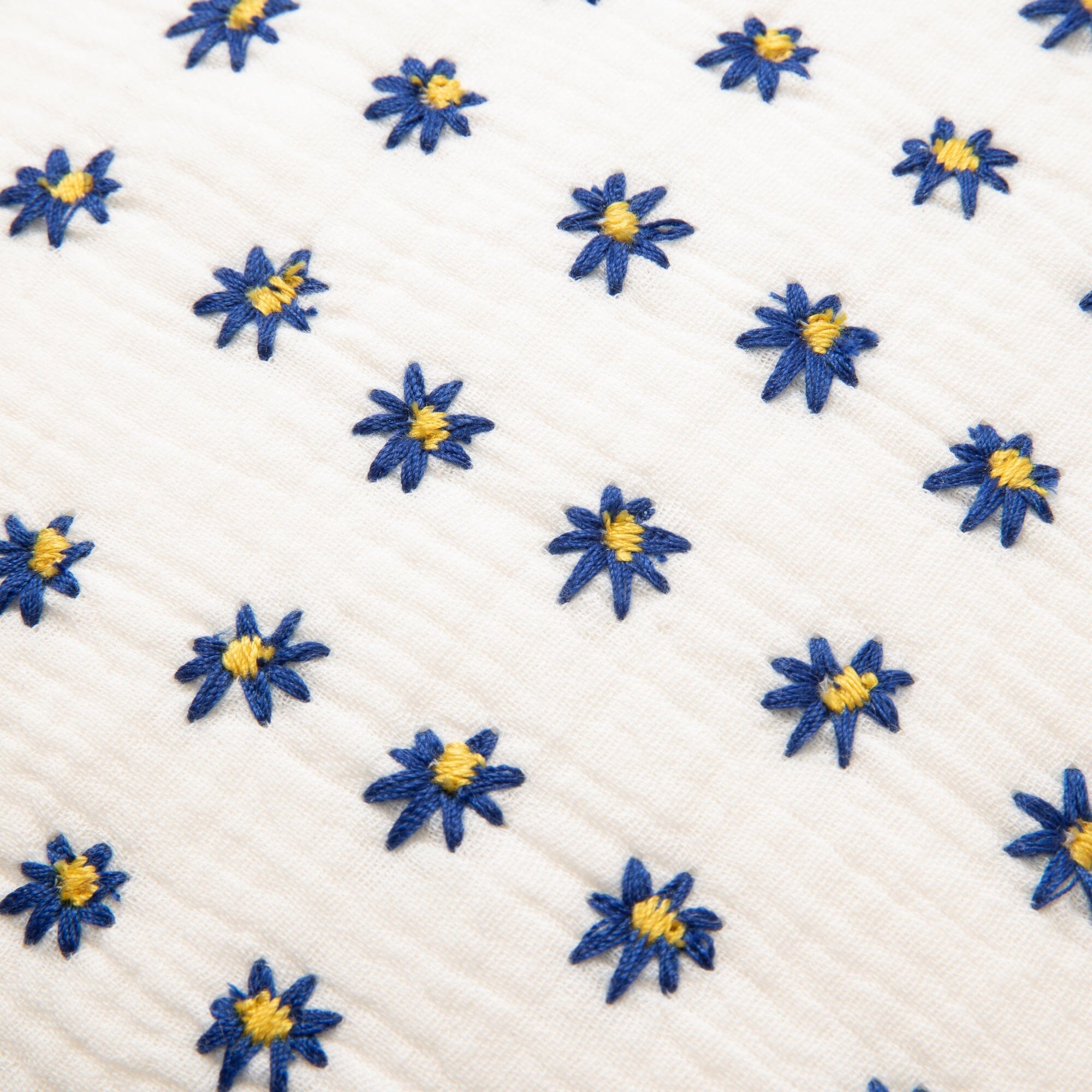 Emb Flower Frill Cushion Cover 450X450 White X Blue