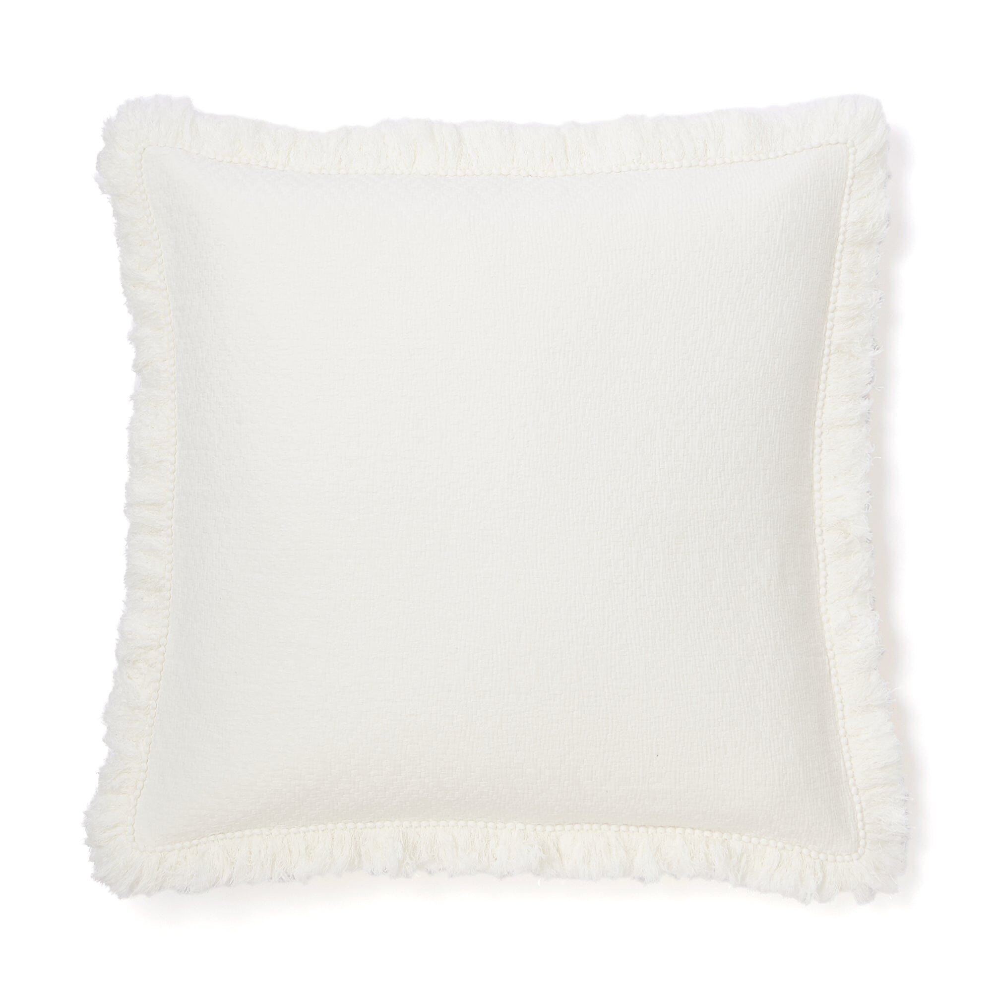 Diamond Fringe Cushion Cover 600X600 White