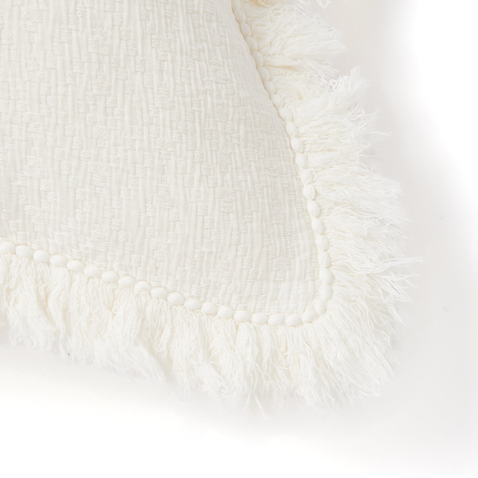 Diamond Fringe Cushion Cover 1000 X 450 White