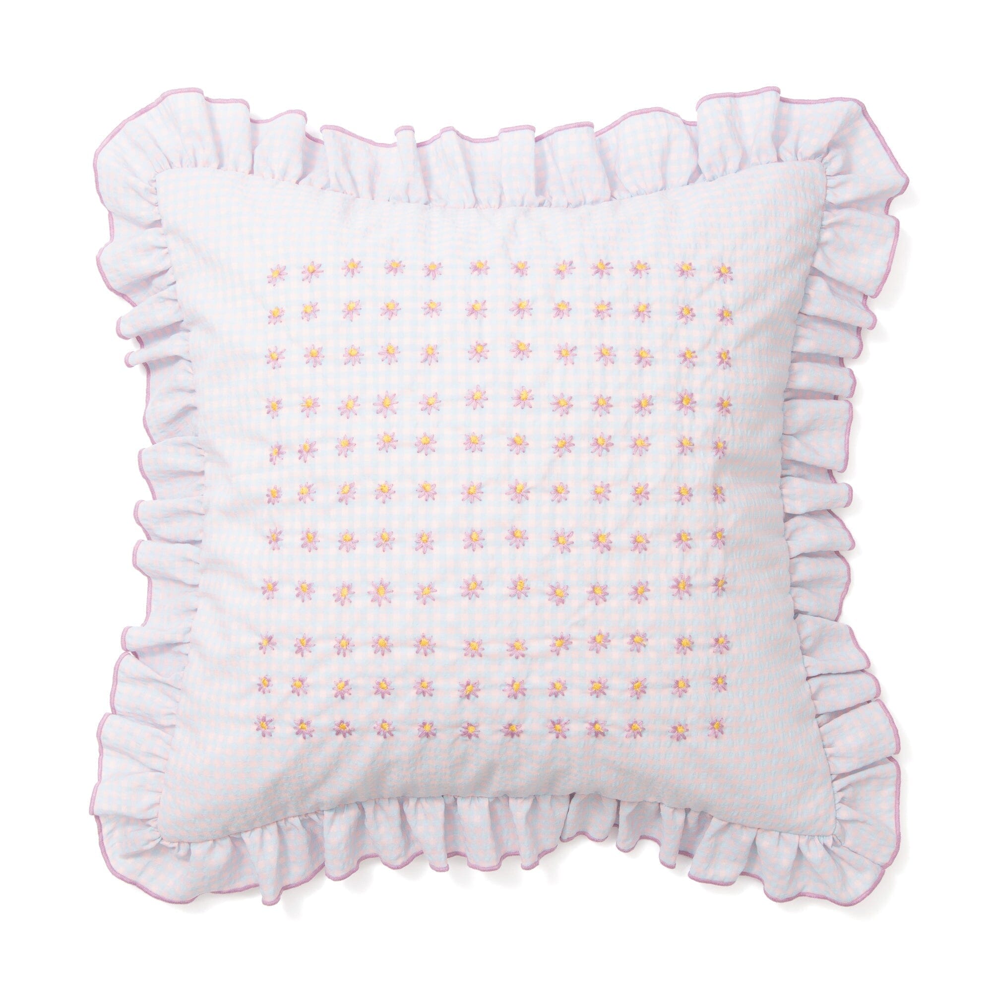 Emb Flower Frill Cushion Cover 450X450 Pink X Blue