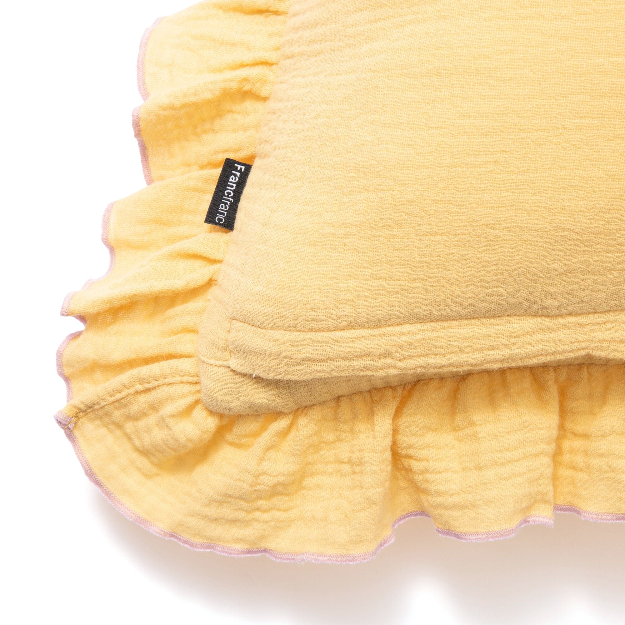 Emb Flower Frill Cushion Cover 450X450 Yellow X Pink