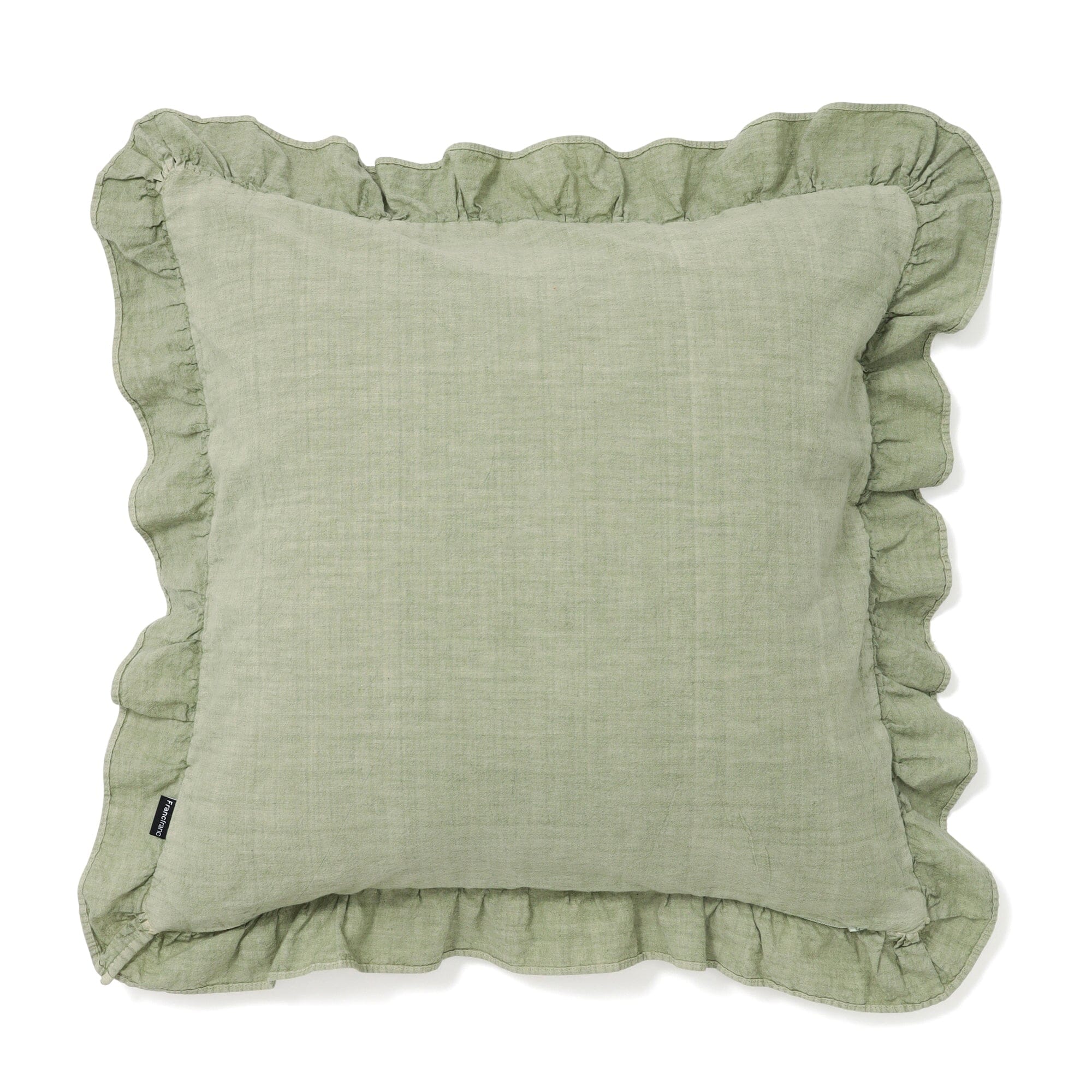 Square Flower Frill Cushion Cover 450X450 Light Green