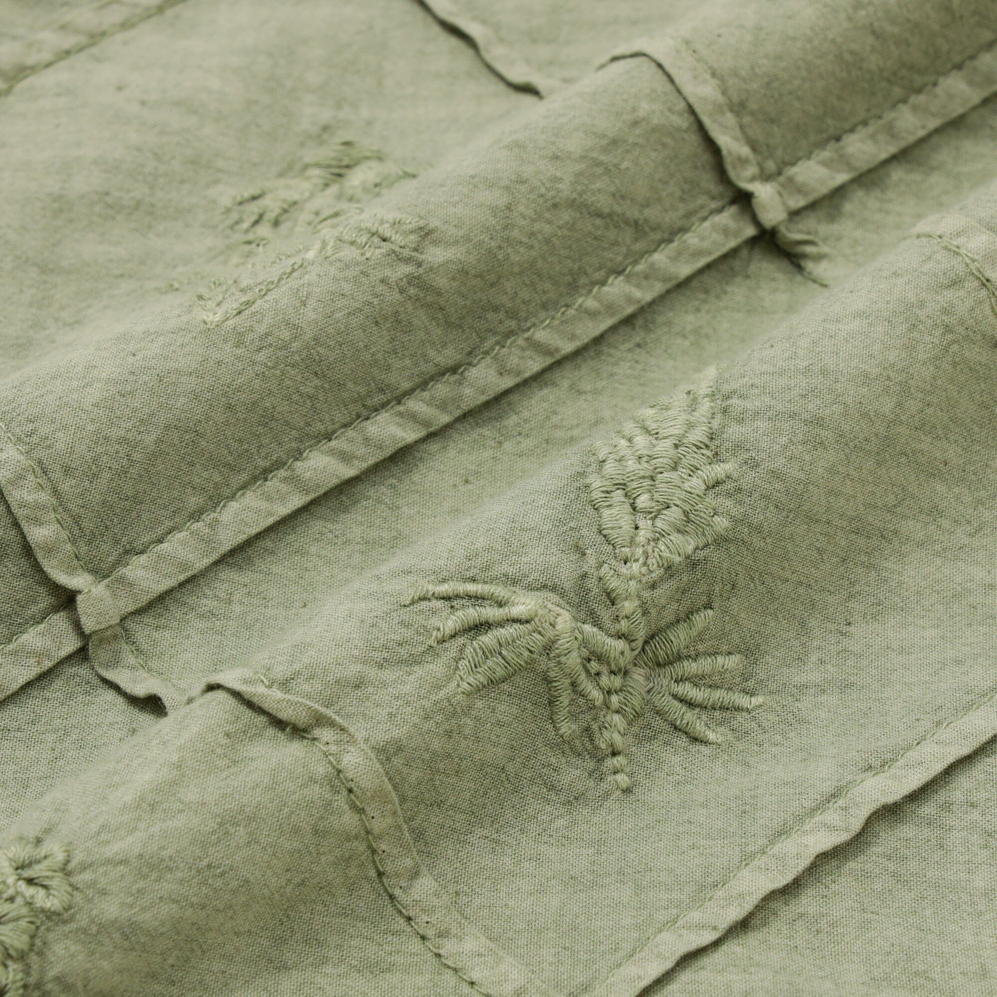 Square Flower Frill Cushion Cover 450X450 Light Green