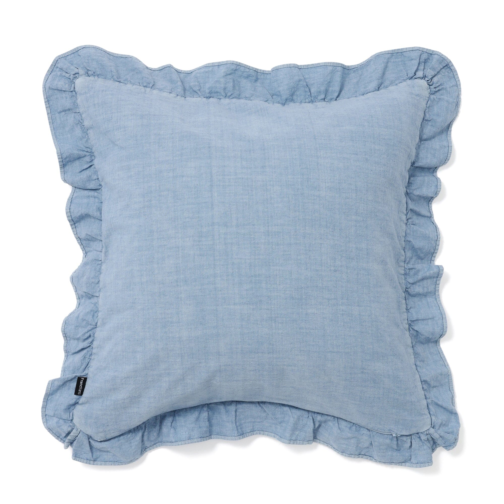 Square Flower Frill Cushion Cover 450X450 Blue
