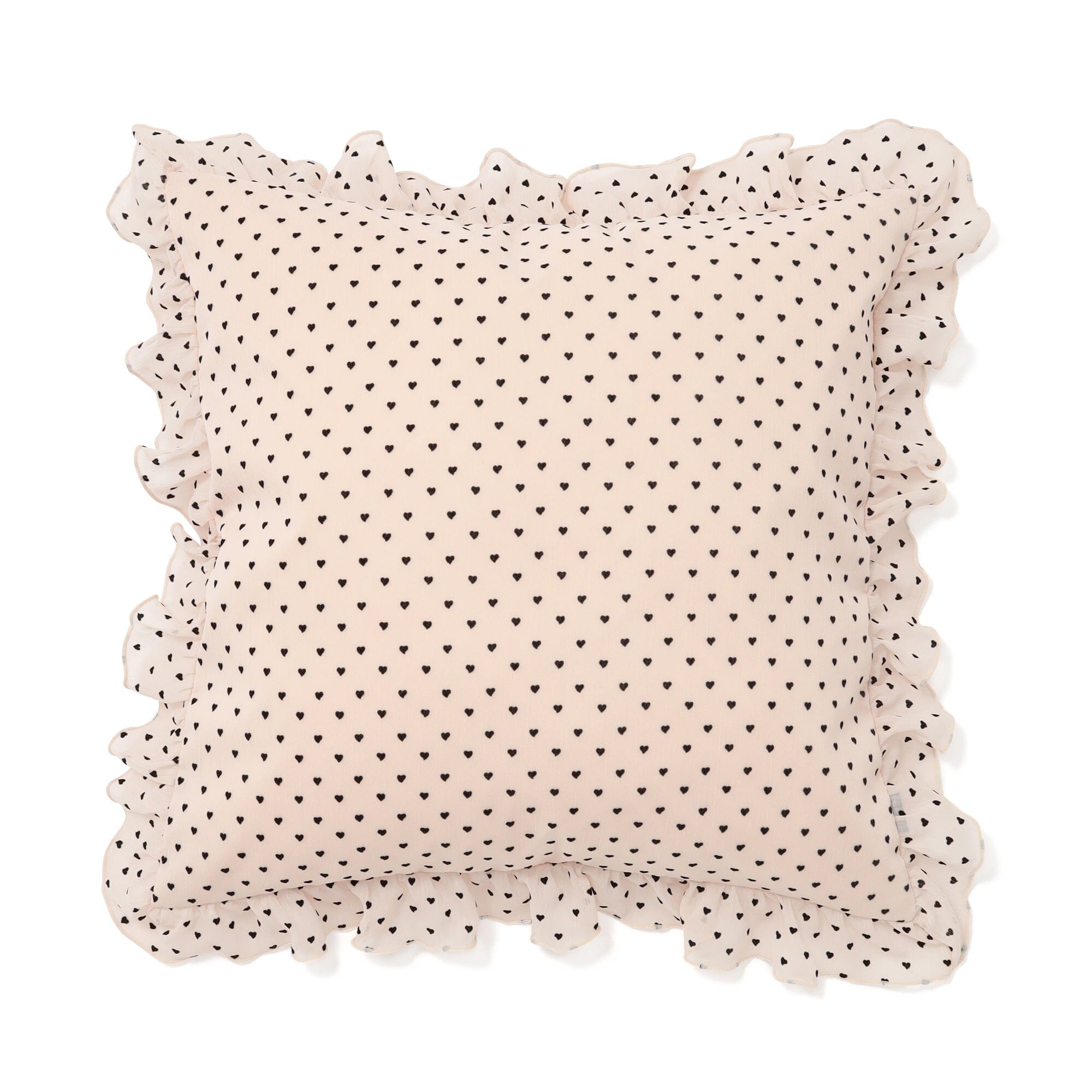 Frill Heart Cushion Cover 450X450 Light Pink