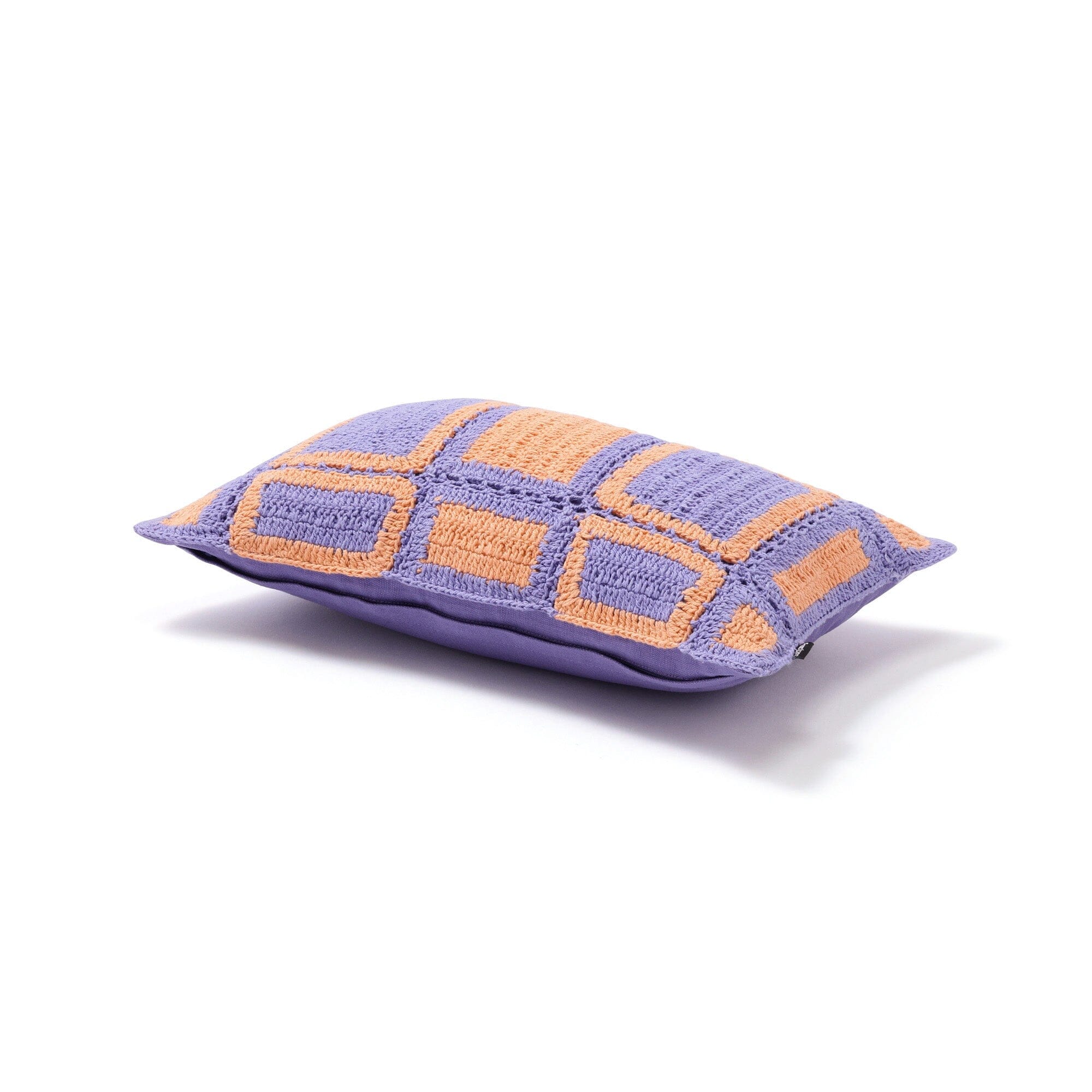 Square Crochet Cushion Cover 400 X 250 Purple X Orange