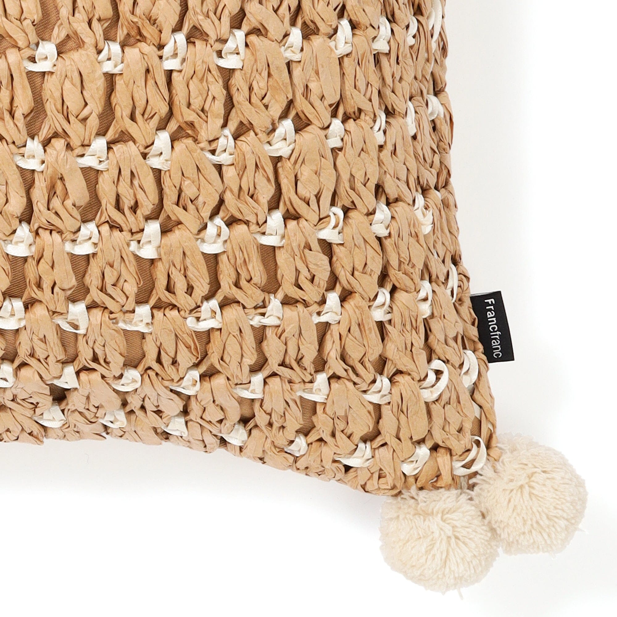 Paper Crochet Cushion Cover 450 X 450 Natural x Ivory