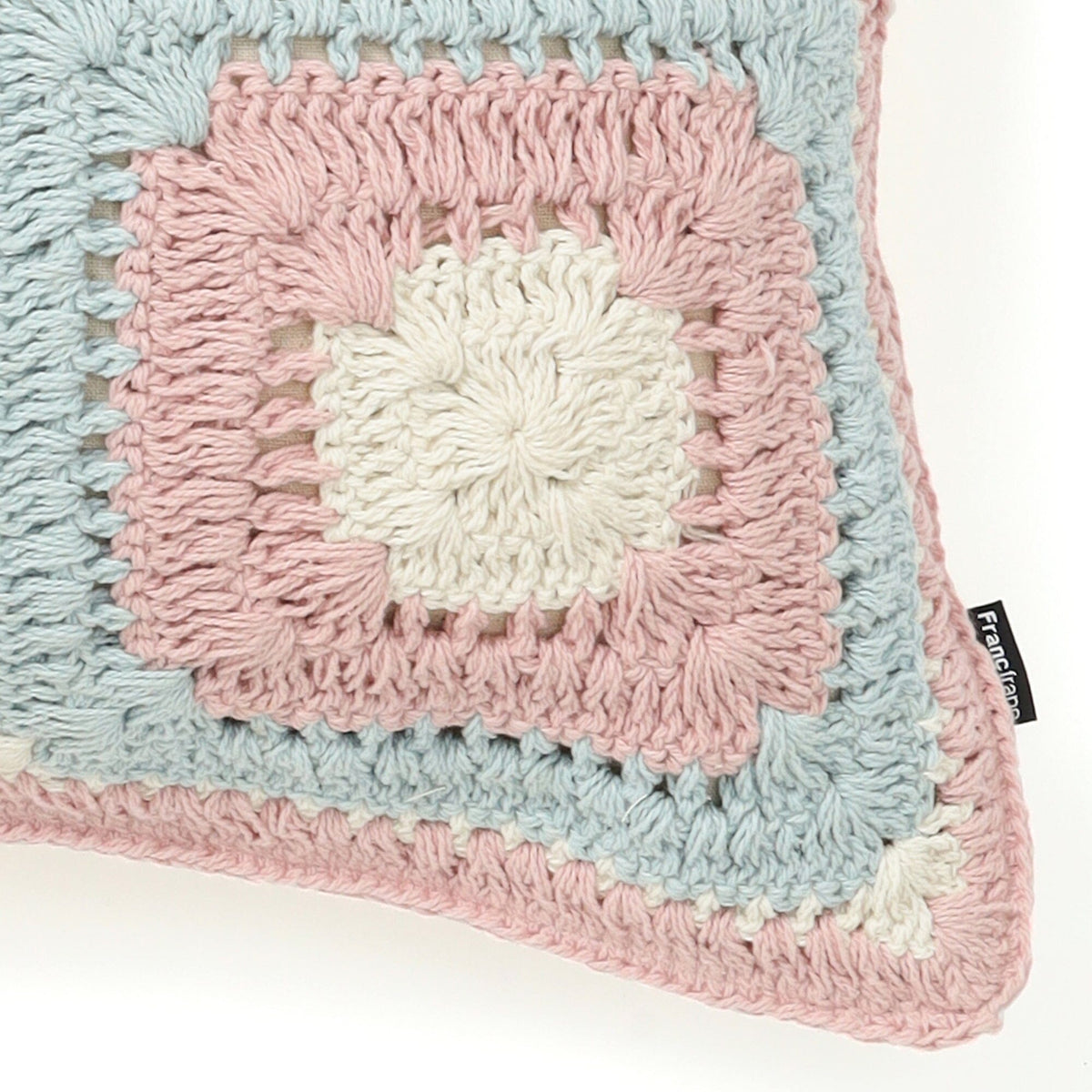 Square Crochet Cushion Cover 450 X 450  Pink X Light Blue
